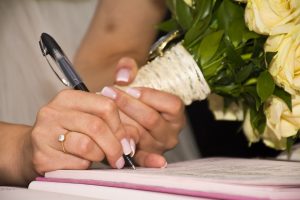 signing marriage cerfificate